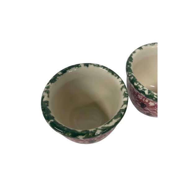 Henn Pottery Handpainted Ceramic Custard Cups Watermelon Spongeware - Picture 2 of 6